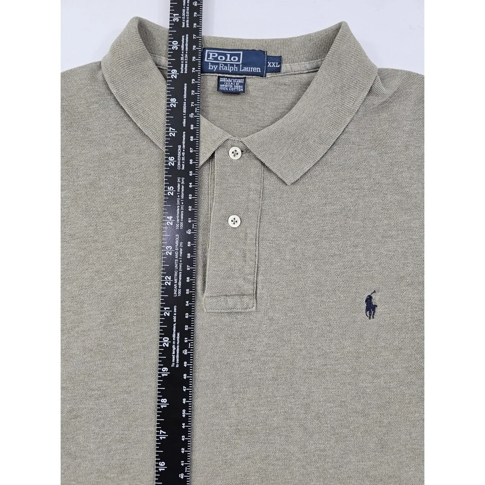 Vintage Y2K Polo Ralph Lauren Blue Pony Men's XXLarge Green Brown Ribbed Shirt‎